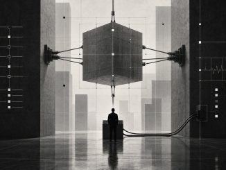 Black-and-white image of a suspended structure representing stabilization, regulation and relational function.
